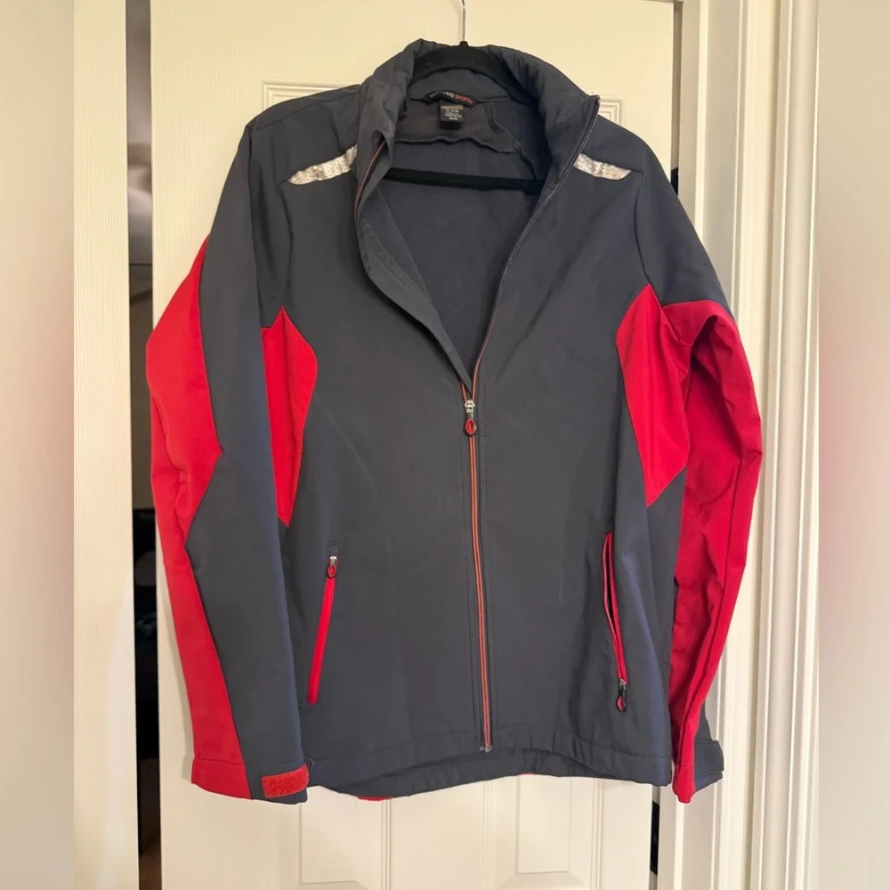 North End Men's Carbon/Olympic Red Excursion Jacket Size M
